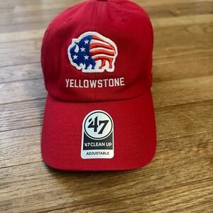 Yellowstone National Park American Flag Buffalo 47‎ Brand Red Baseball Cap Hat